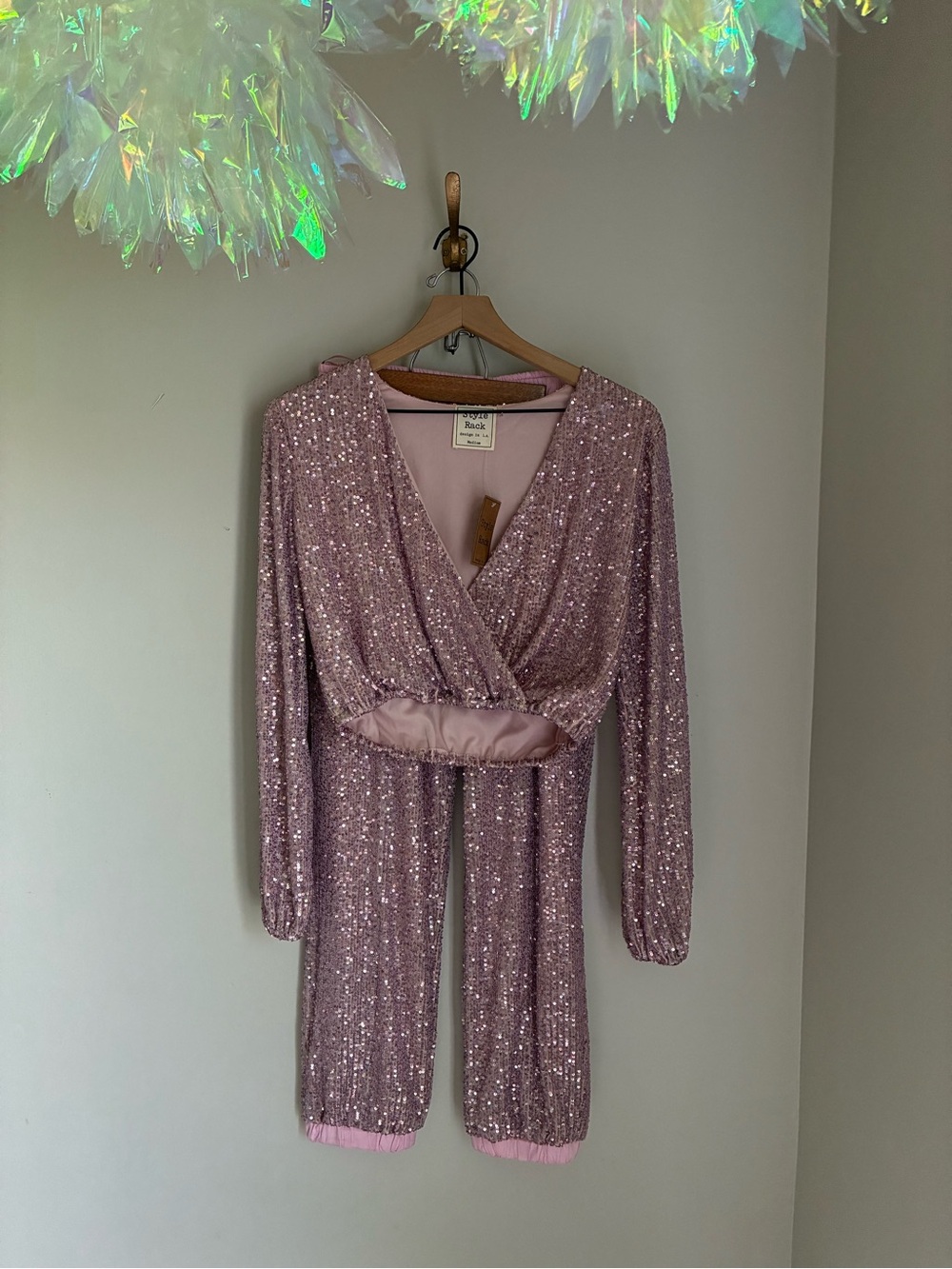 Style Rack Pink Sequin Top and Pants Size Medium